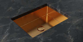 Badeloft ES-UB-03 brushed rose gold stainless steel sink, product view 2
