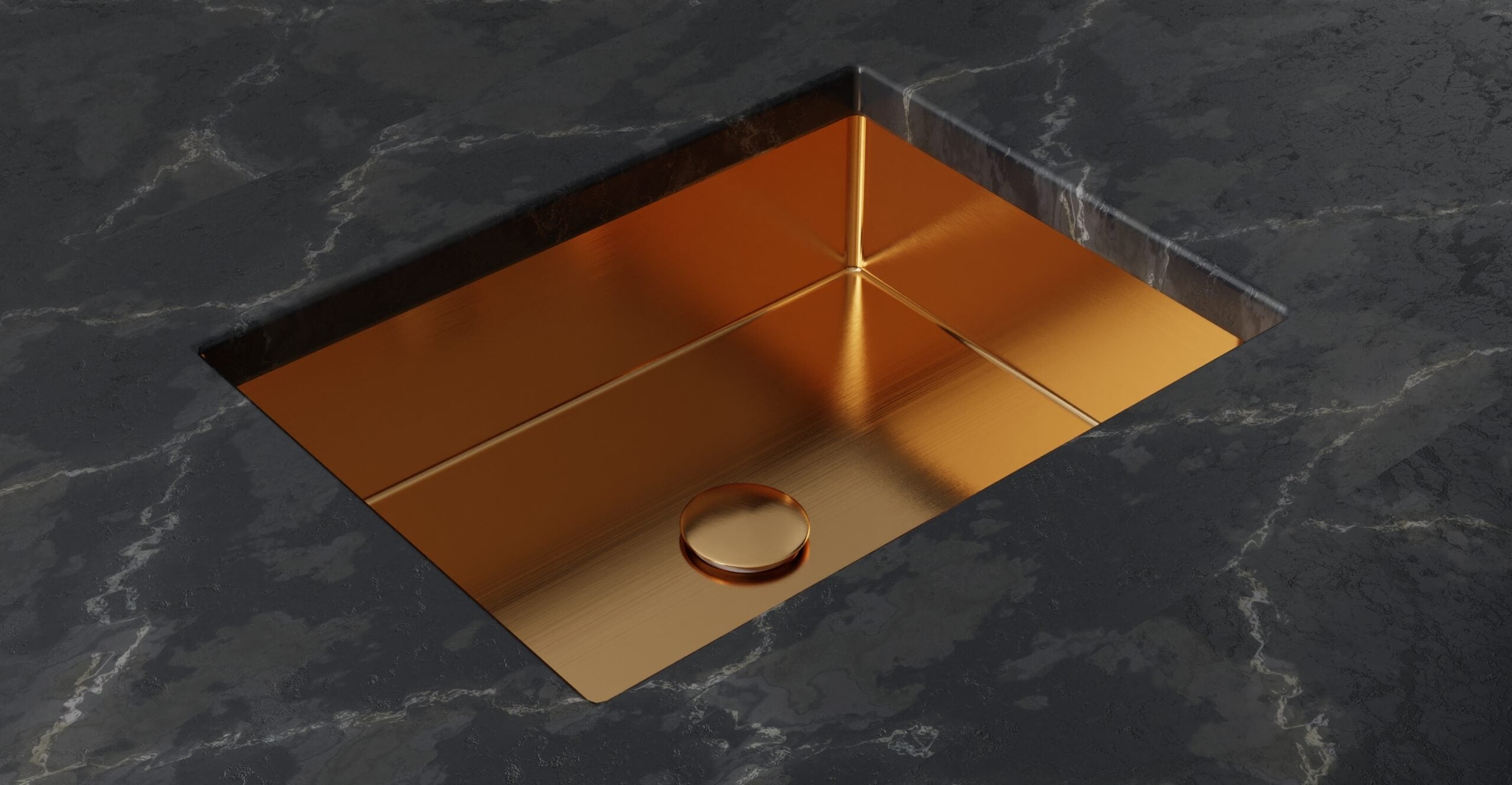 Badeloft ES-UB-03 brushed rose gold stainless steel sink, product view 2