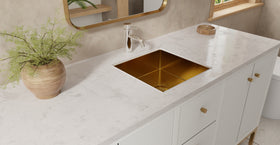 Badeloft ES-UB-02 brushed gold stainless steel sink, lifestyle view 4