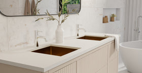 Badeloft ES-UB-02 brushed gold stainless steel sink, lifestyle view 5