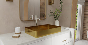 Badeloft ES-WB-600 brushed gold stainless steel sink, lifestyle view 3