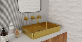 Badeloft ES-WB-600 brushed gold stainless steel sink, lifestyle view 1