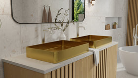 Badeloft ES-WB-600 brushed gold stainless steel sink, lifestyle view 6