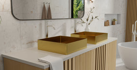 Badeloft ES-WB-400 brushed gold stainless steel sink, lifestyle view 2