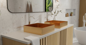 Badeloft ES-WB-400 brushed rose gold stainless steel sink, lifestyle view