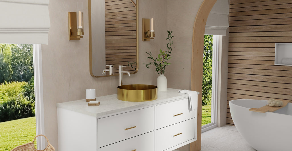 Badeloft ES-WB-01 brushed gold stainless steel sink, lifestyle view 5