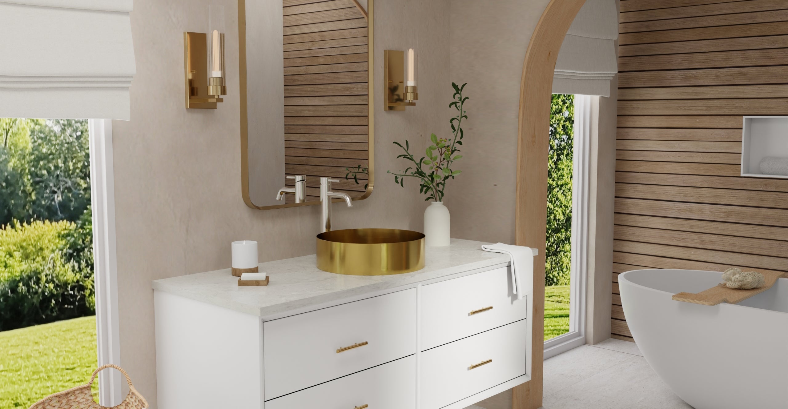 Badeloft ES-WB-01 brushed gold stainless steel sink, lifestyle view 5