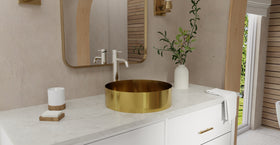 Badeloft ES-WB-01 brushed gold stainless steel sink, lifestyle view 3