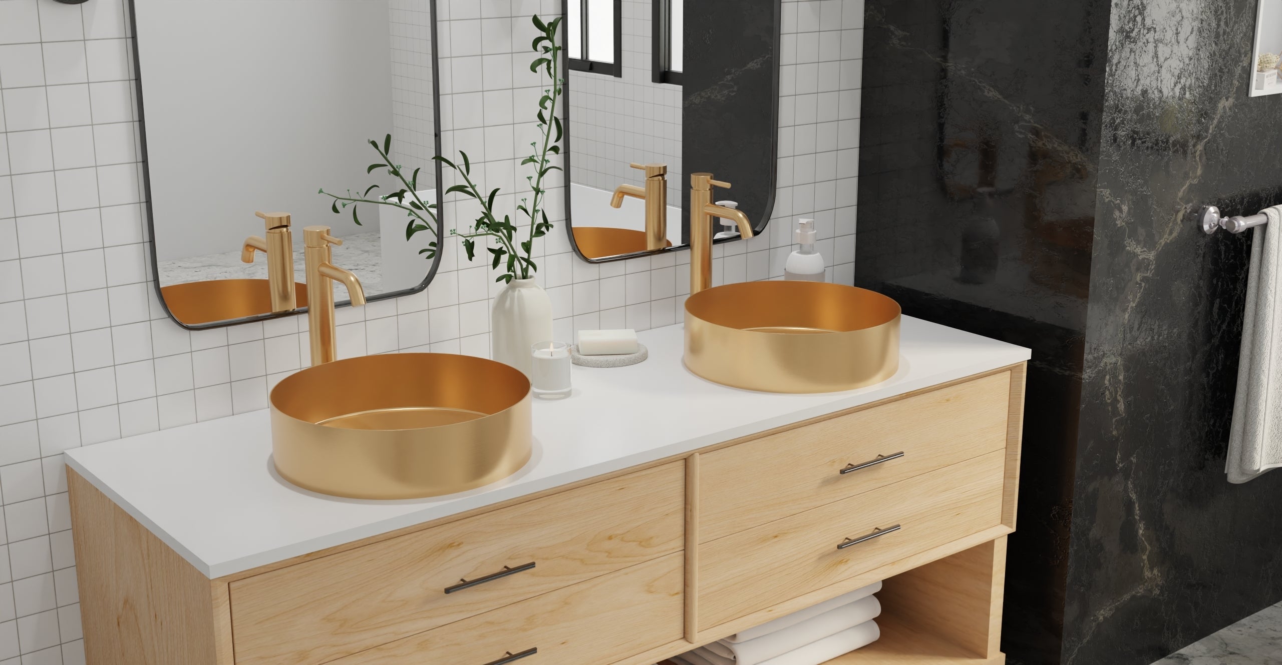 Badeloft ES-WB-01 brushed rose gold stainless steel sink, lifestyle view 3