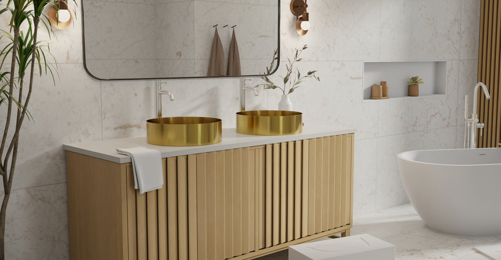 Badeloft ES-WB-01 brushed gold stainless steel sink, lifestyle view 7