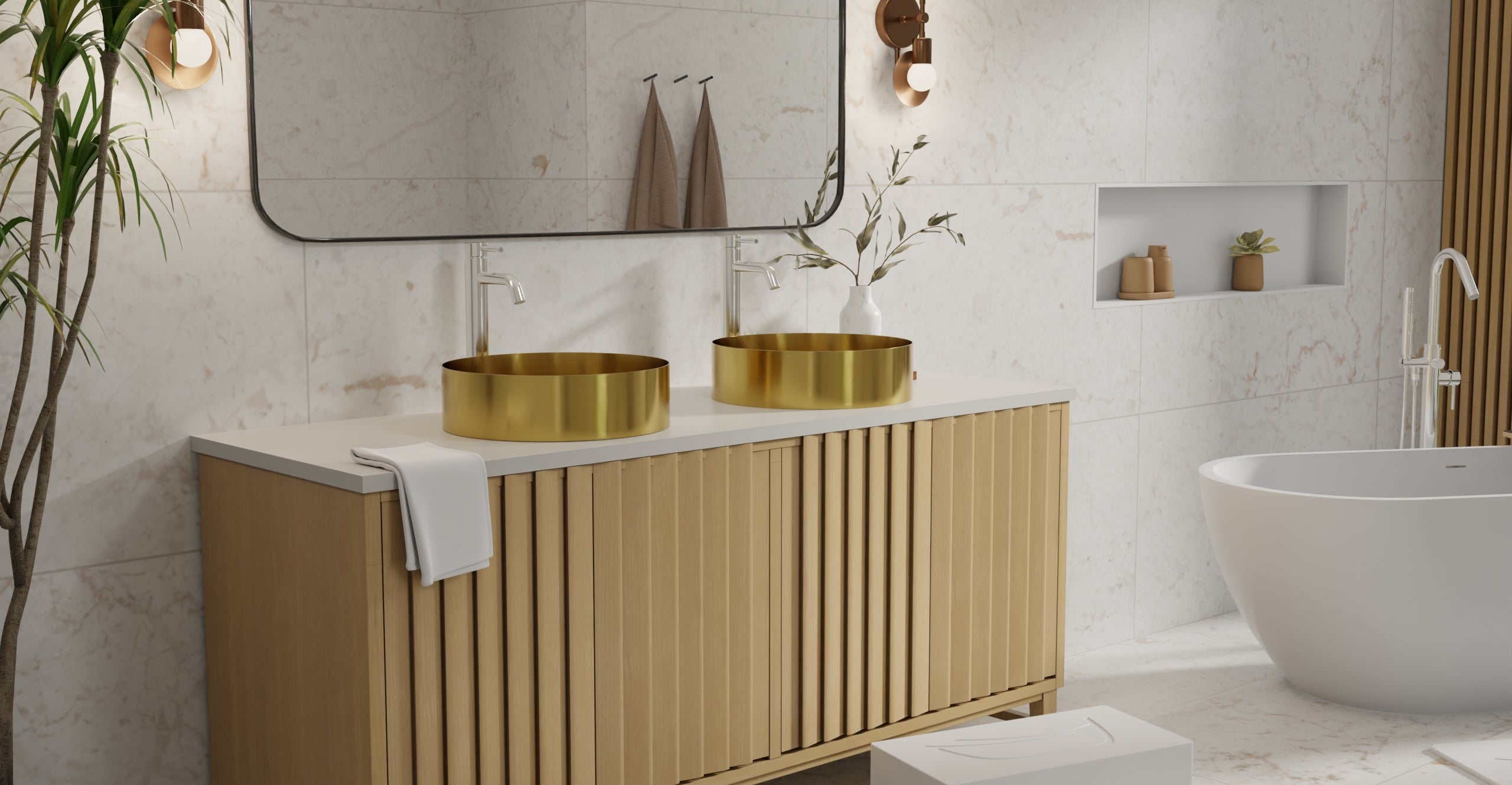 Badeloft ES-WB-01 brushed gold stainless steel sink, lifestyle view 7