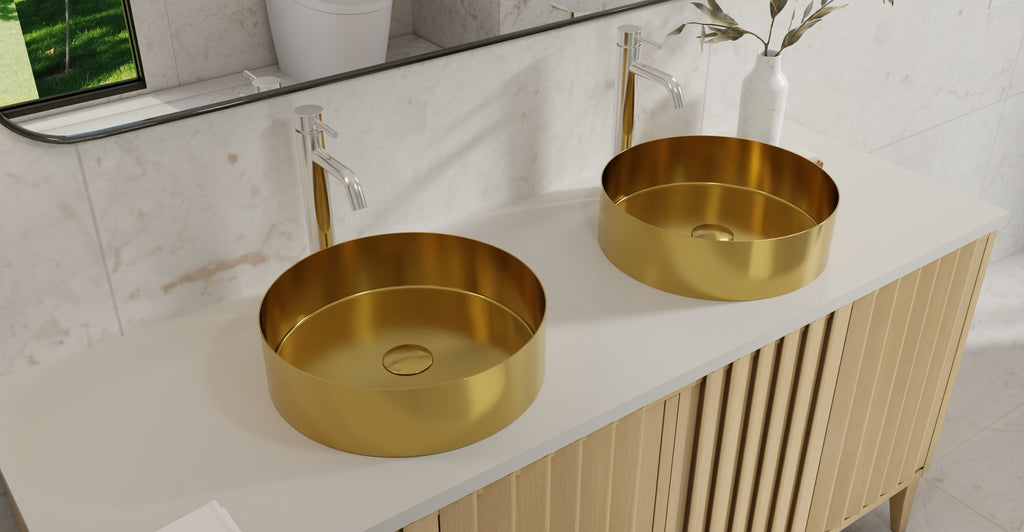 Badeloft ES-WB-01 brushed gold stainless steel sink, lifestyle view 6