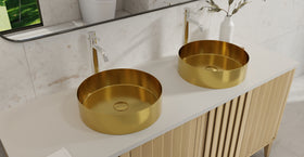 Badeloft ES-WB-01 brushed gold stainless steel sink, lifestyle view 6