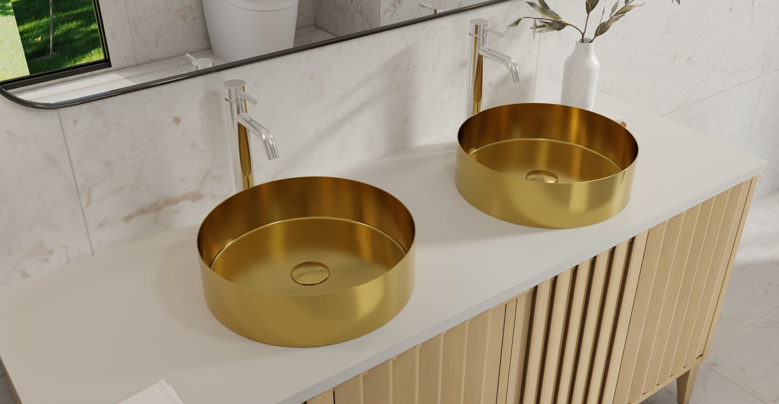 Badeloft ES-WB-01 brushed gold stainless steel sink, lifestyle view 6