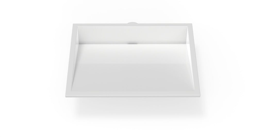 Badeloft UB-04-M glossy white undermount ramp sink, silo view 2
