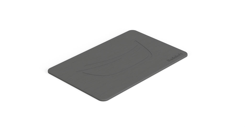 Badeloft BM-01 gray bathtub mat, angled view