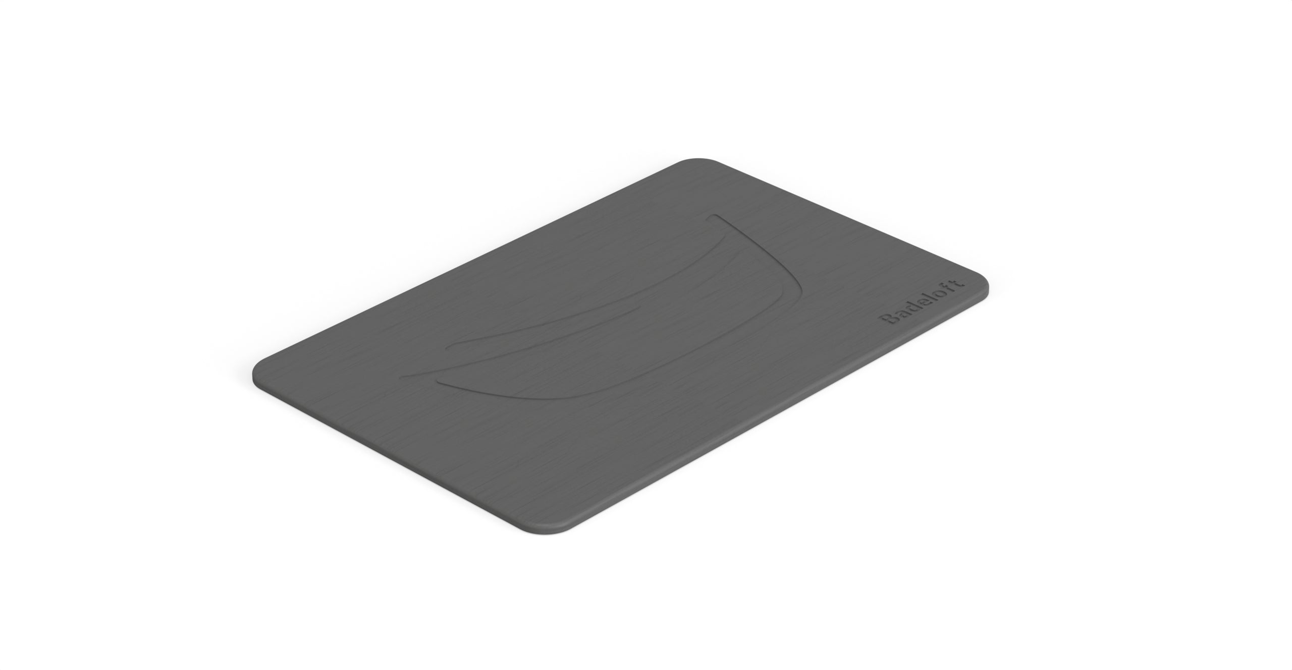 Badeloft BM-01 gray bathtub mat, angled view
