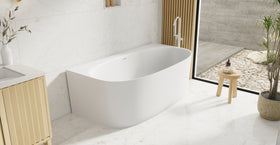 Badeloft BW-11 glossy white freestanding bathtub, lifestyle view 8