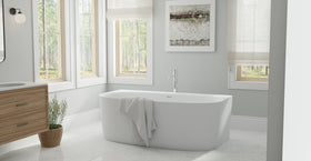 Badeloft BW-11 matte white freestanding bathtub, side view