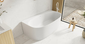 Badeloft BW-11 glossy white freestanding bathtub, lifestyle view 7