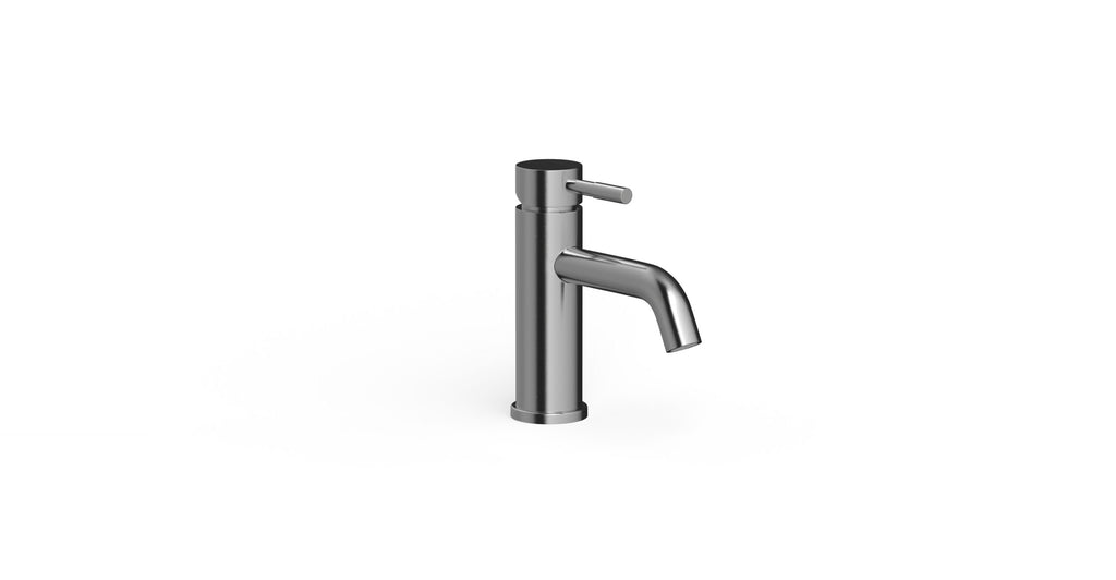 Badeloft WAT-01-L brushed steel sink faucet, side view