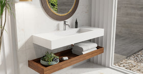 Badeloft WT-03 glossy white wall mounted sink, lifestyle view 2