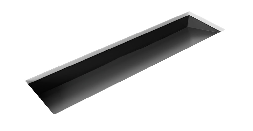 Badeloft UB-04-XXL-BLK undermount ramp sink, top view