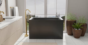 Badeloft BW-06-S-BLK glossy black freestanding bathtub, lifestyle view 7