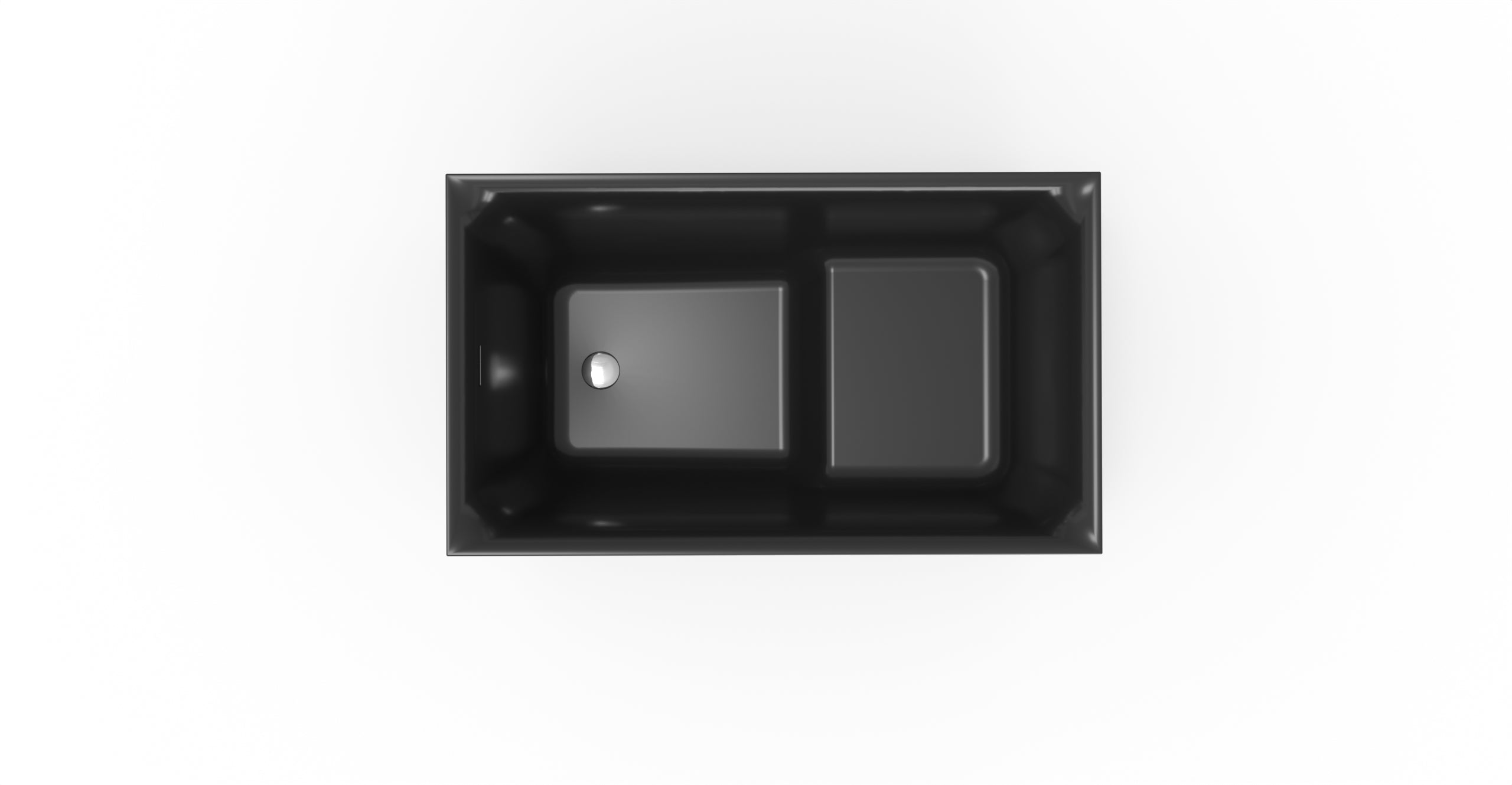 Badeloft BW-06-S-BLK glossy black freestanding bathtub, top view