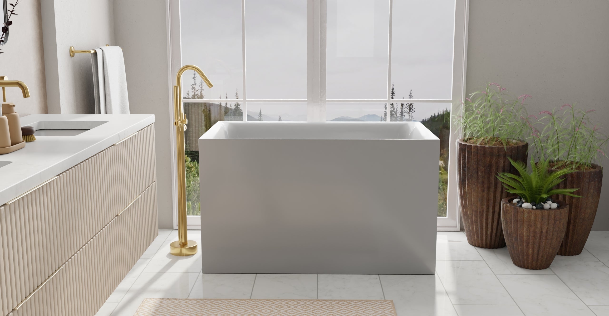 Badeloft BW-06-S-GRY glossy grey freestanding bathtub, lifestyle view 7