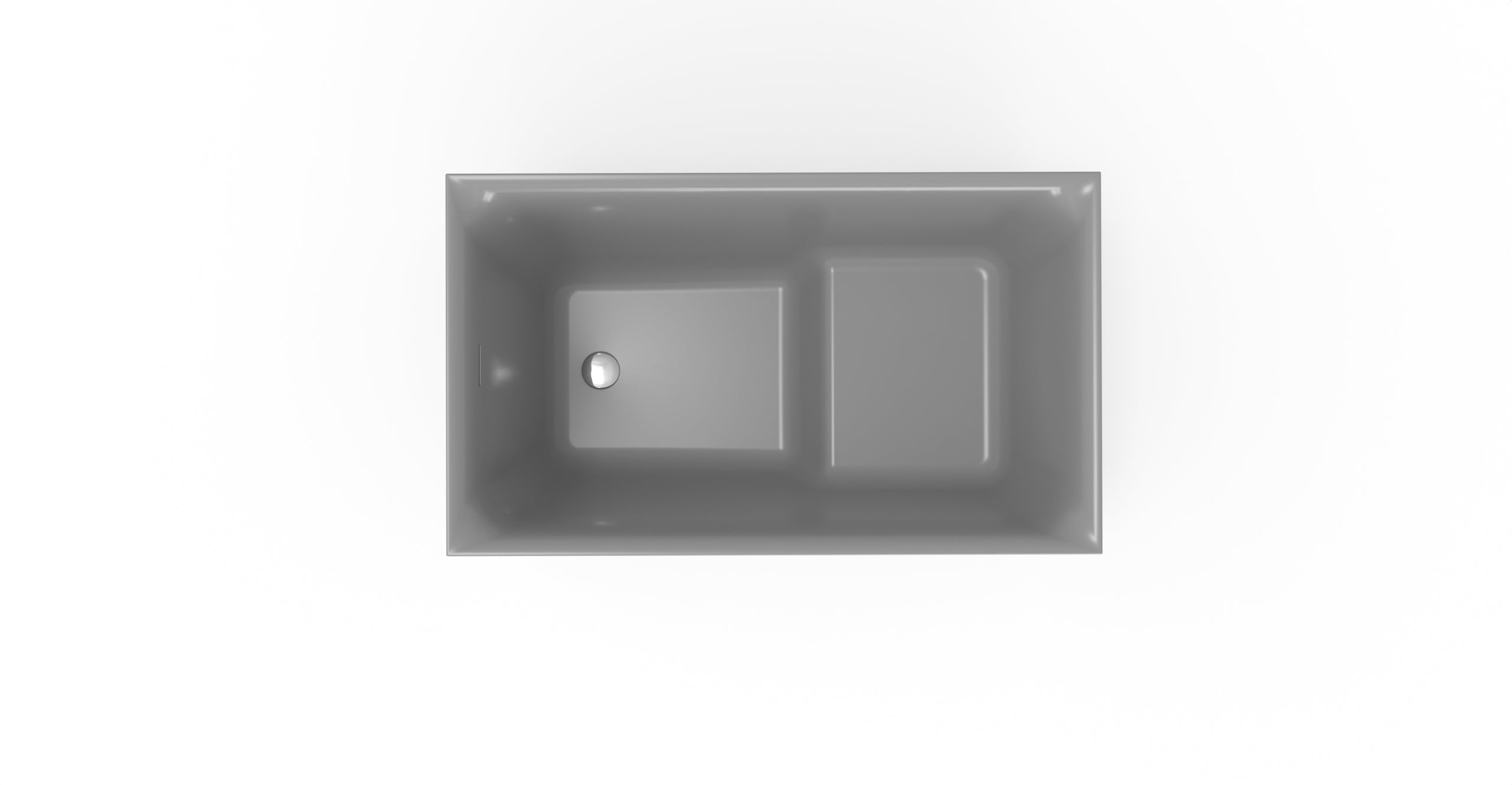 Badeloft BW-06-S-GRY glossy grey freestanding bathtub, top view