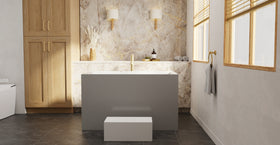 Badeloft BW-06-S-GRY glossy grey freestanding bathtub, lifestyle view 6