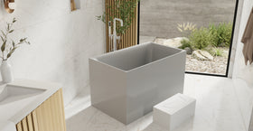 Badeloft BW-06-S-GRY glossy grey freestanding bathtub, lifestyle view 5