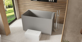 Badeloft BW-06-S-GRY glossy grey freestanding bathtub, lifestyle view 2