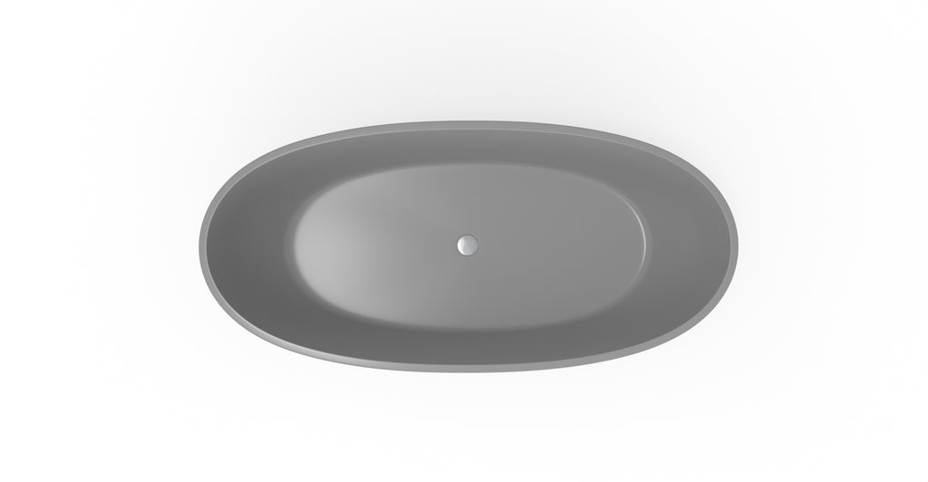 Badeloft BW-10-L-GRY glossy grey freestanding bathtub, top view