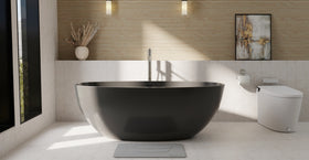 Badeloft BW-10-M-BLK glossy black freestanding bathtub, lifestyle view 3