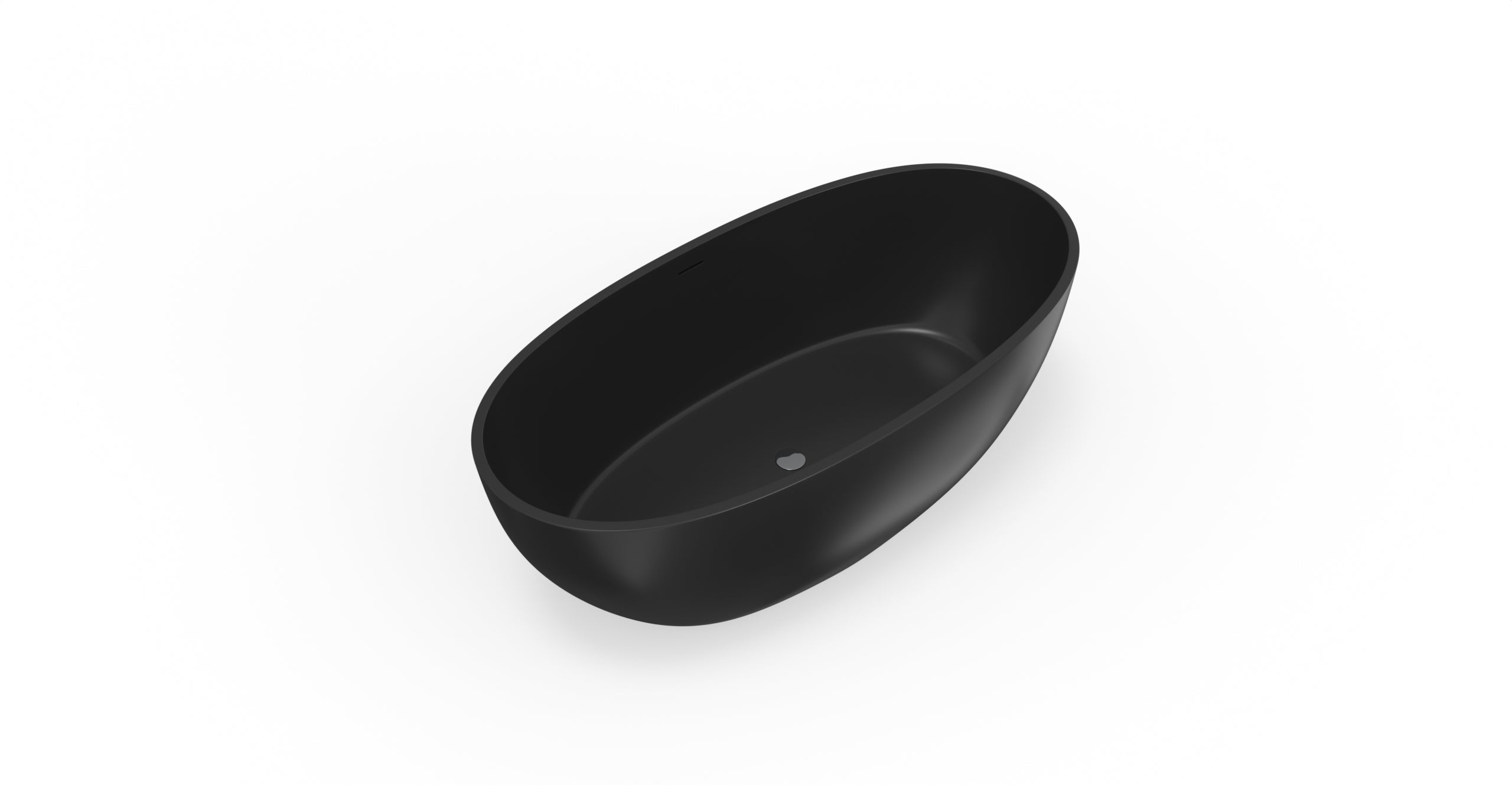 Badeloft BW-10-M-BLK glossy black freestanding bathtub, angled view