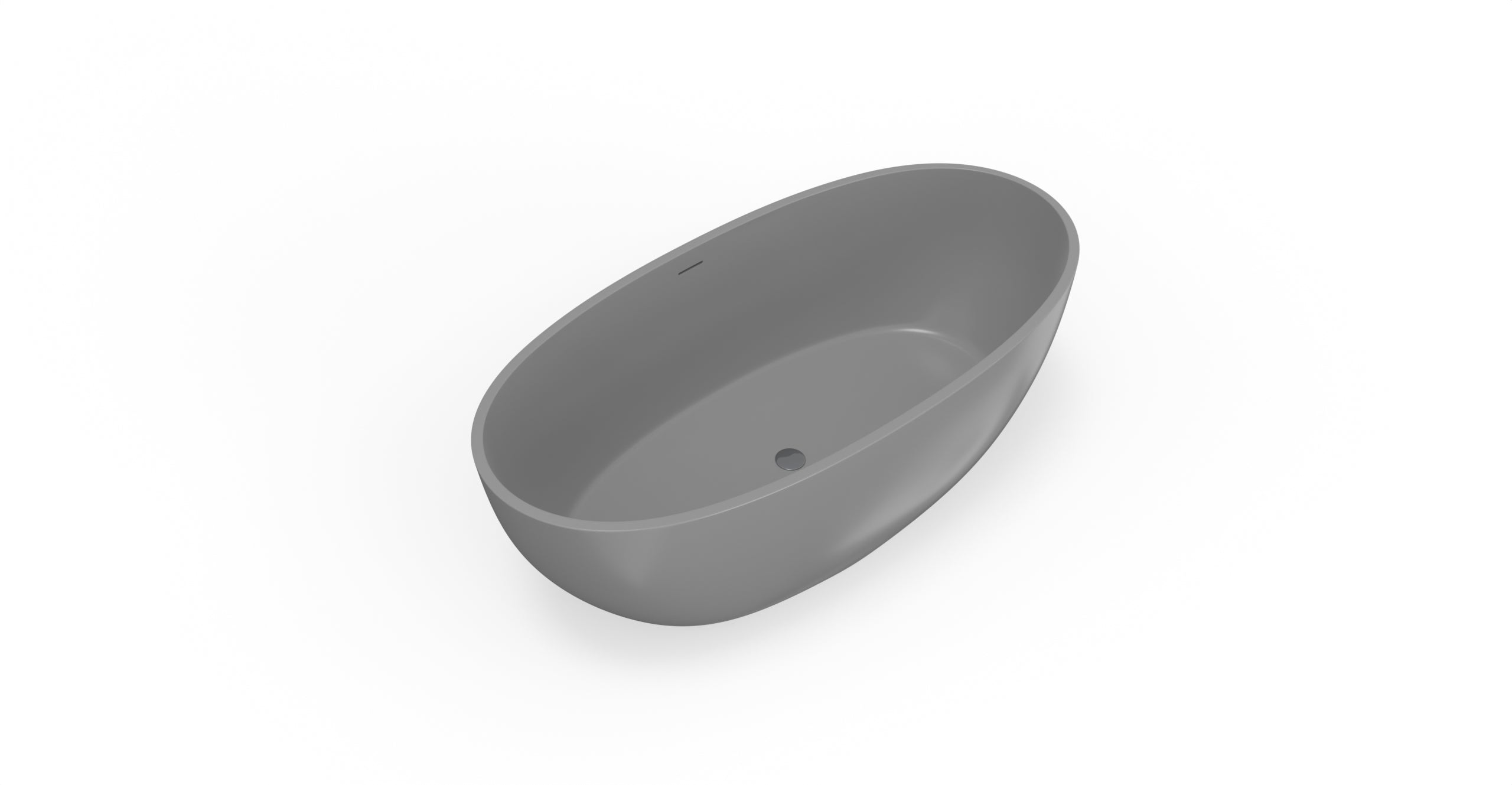 Badeloft BW-10-M-GRY glossy grey freestanding bathtub, angled view
