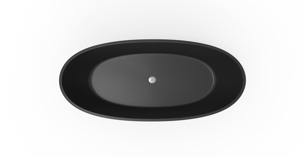 Badeloft BW-10-XL-BLK glossy black freestanding bathtub, top view