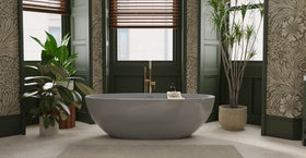 Badeloft BW-10-XL-GRY glossy grey freestanding bathtub, lifestyle view 7