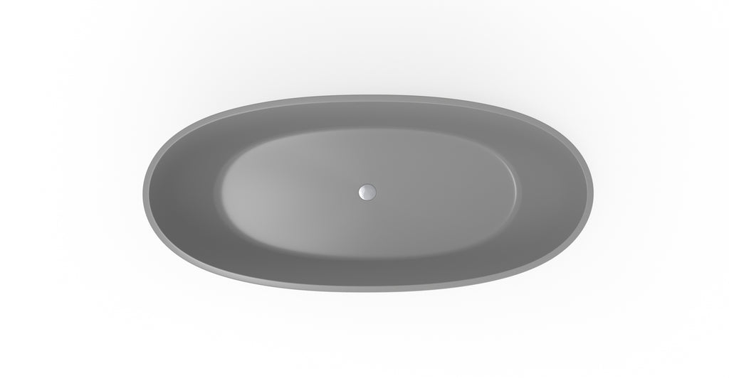 Badeloft BW-10-XL-GRY glossy grey freestanding bathtub, top view