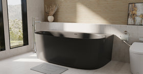 Badeloft BW-11-BLK glossy black freestanding bathtub, lifestyle view 7