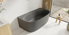 Badeloft BW-11-GRY matte grey freestanding bathtub, lifestyle view 5