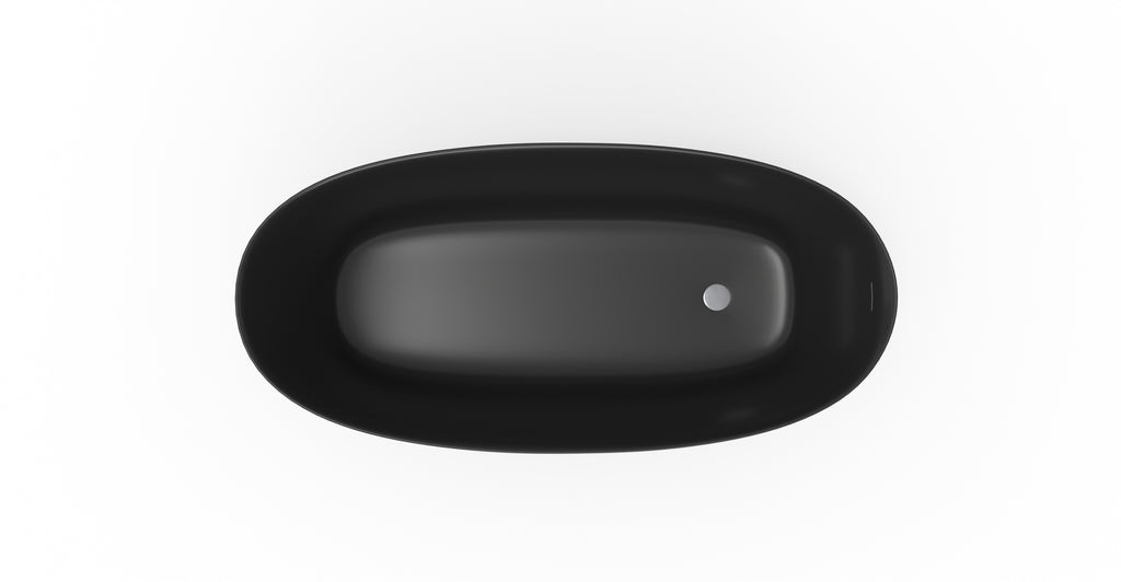 Badeloft BW-12-BLK glossy black freestanding bathtub, top view