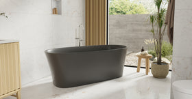 Badeloft BW-12-BLK glossy black freestanding bathtub, lifestyle view 5