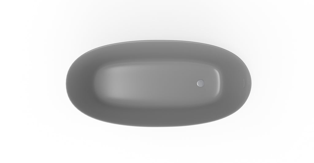 Badeloft BW-12-GRY glossy grey freestanding bathtub, top view