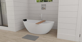 Bathtub Caddy BWA-02 in Dark Oak in a bright modern bathroom