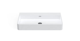 Badeloft WT-01-L glossy white wall-mounted sink, front view