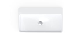 Badeloft WT-01-L glossy white wall-mounted sink, angled basin view