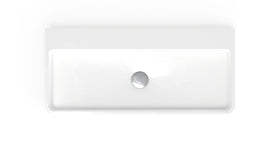 Badeloft WT-01-XL glossy white wall-mounted sink, angled basin view